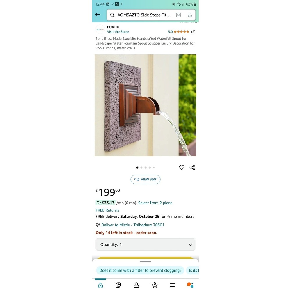 Solid Brass Waterfall Spout (Inv 1016)
